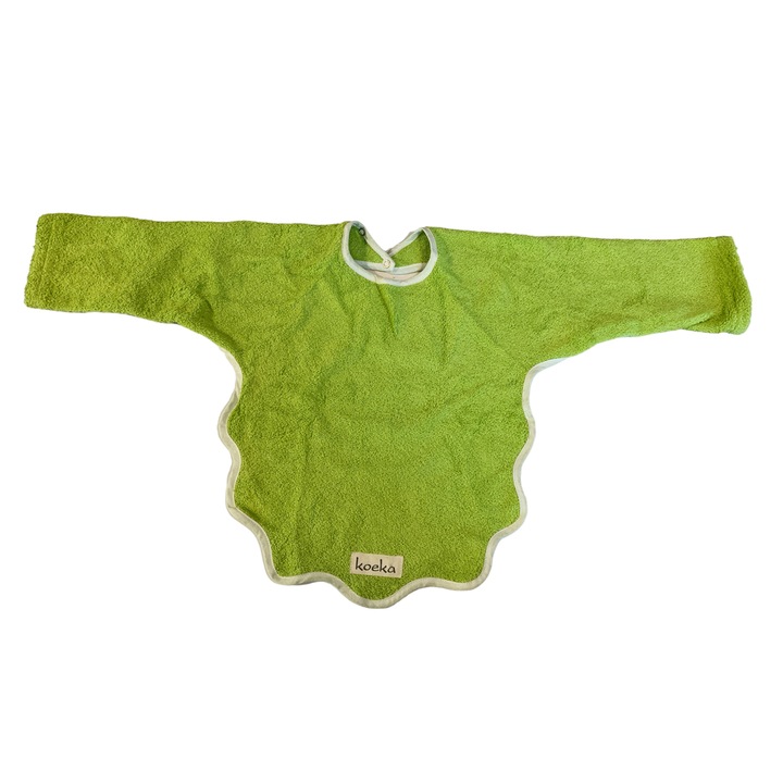 Baba előke JUP KOEKA 11001-1-38-1 10-357SM, Zsebekkel, Hosszú ujjú, Világos zöld, 34x40 cm