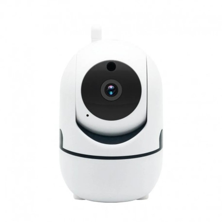 WiFi IP камера, въртяща се на 360°, Full HD, нощно виждане, телефонни известия, бяла