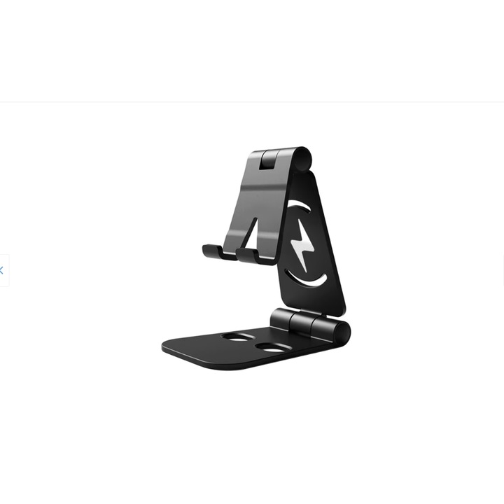 Suport telefon, Pentru birou, Pliabil, Ajustabil, Negru