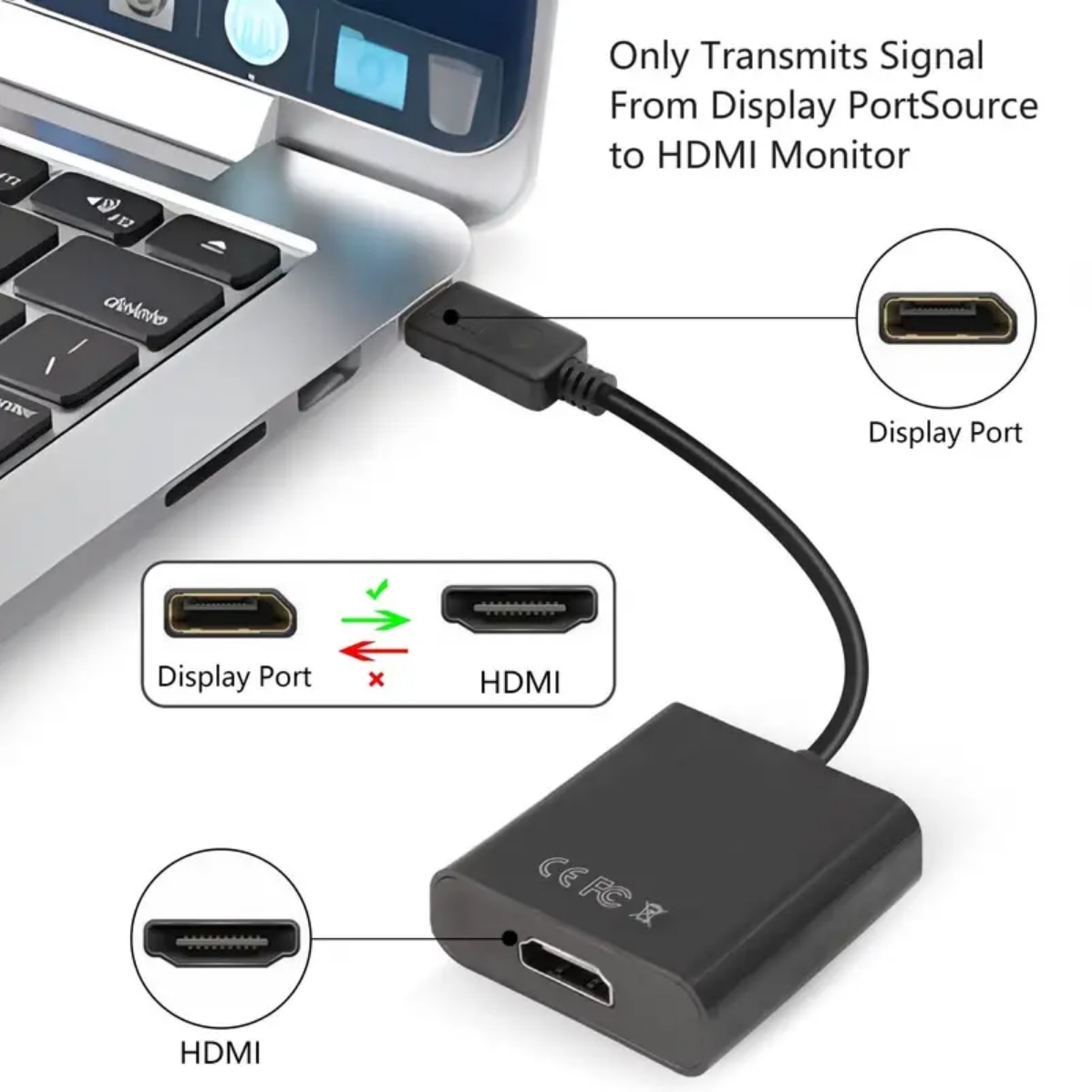Адаптер за монитор, DisplayPort/HDMI, черен - eMAG.bg