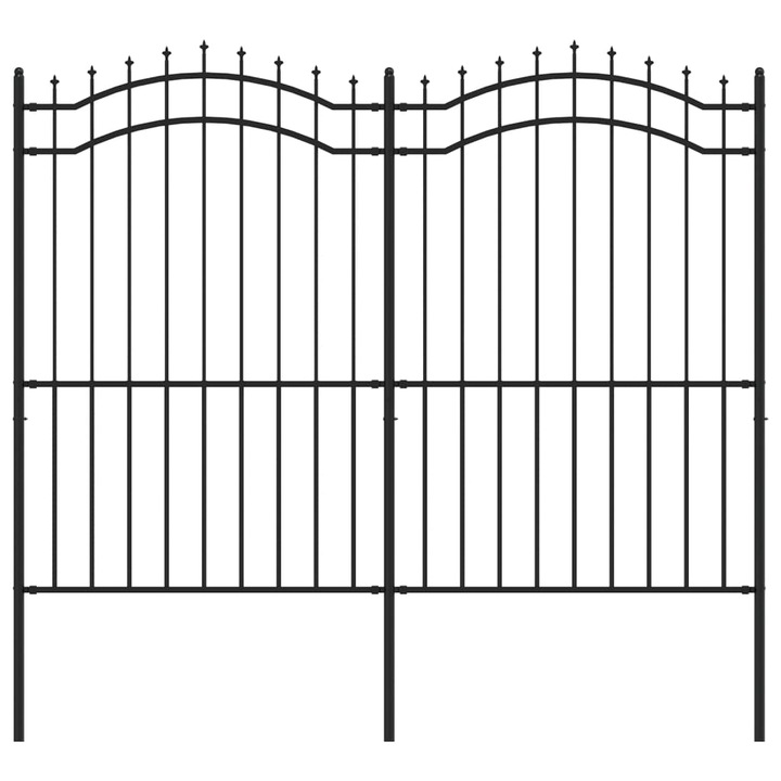 Gard gradina vidaXL, cu varfuri negru 222 cm otel vopsit electrostatic 17 kg 151083