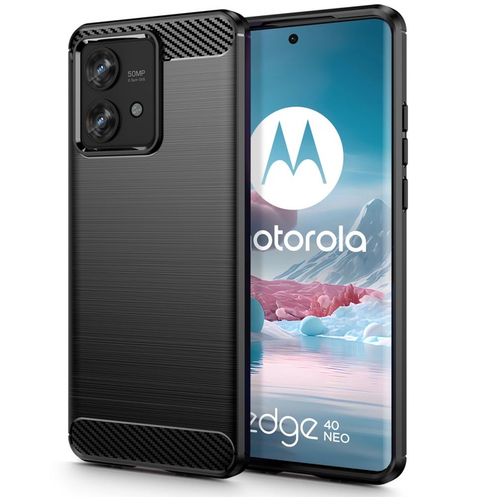 Капак за Motorola Edge 40 Neo, Carbon, Precision Fit, U644, черен