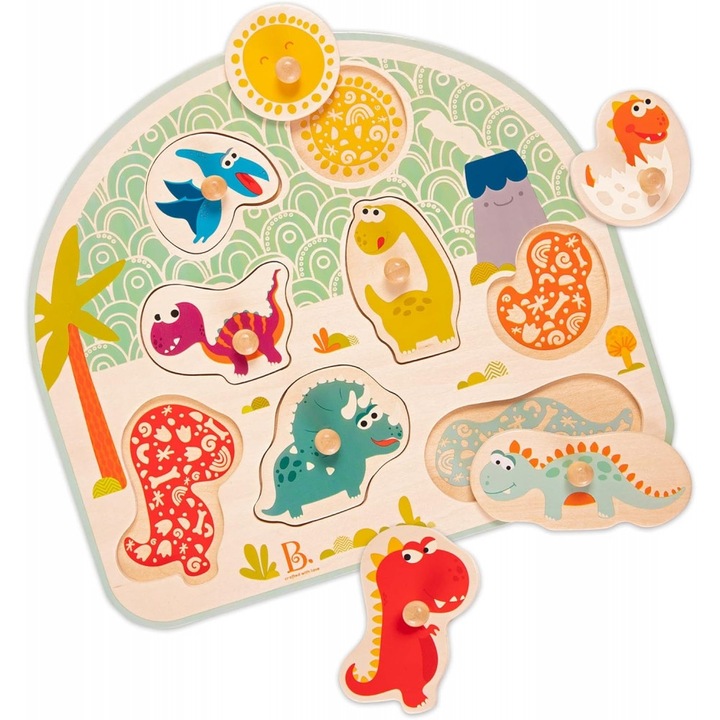 Дървен пъзел, Battat, Динозаври, 8 части
