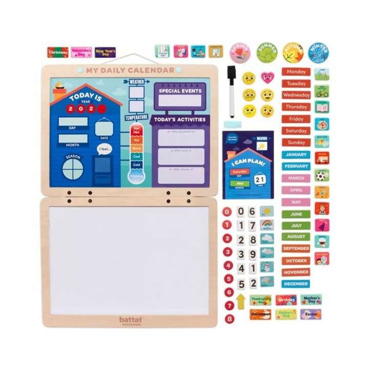 Set educativ, Battat, Calendar magnetic, 85 piese