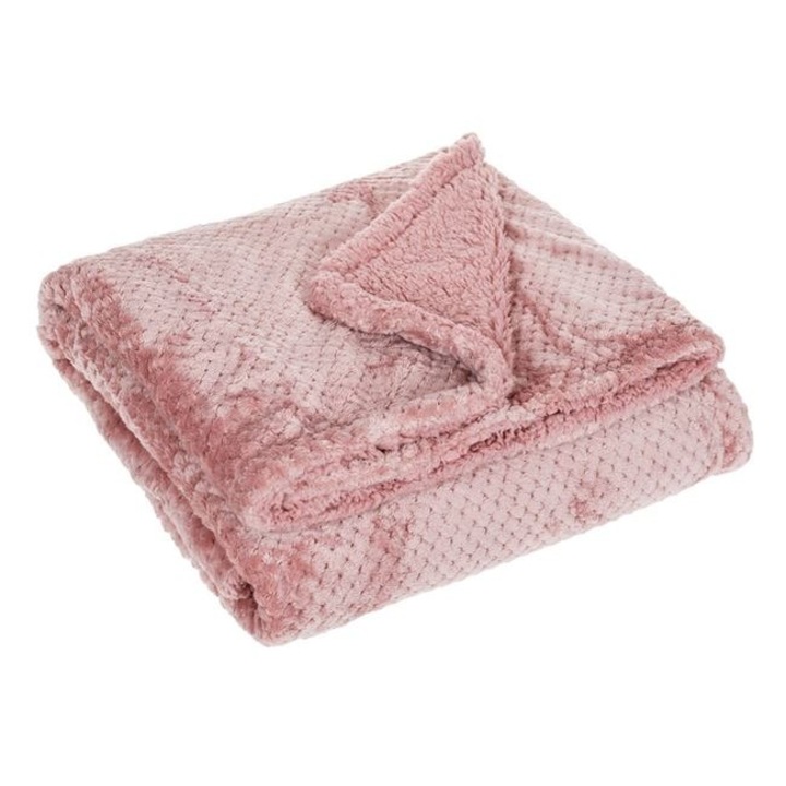 Shopiens Fika декоративно одеяло с 2 страни, изкуствена кожа, розово, 160 х 130 см