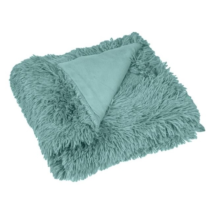 Декоративно одеяло Shopiens® Fluffy, с мека рошава текстура, ментово зелено, 160 х 130 см