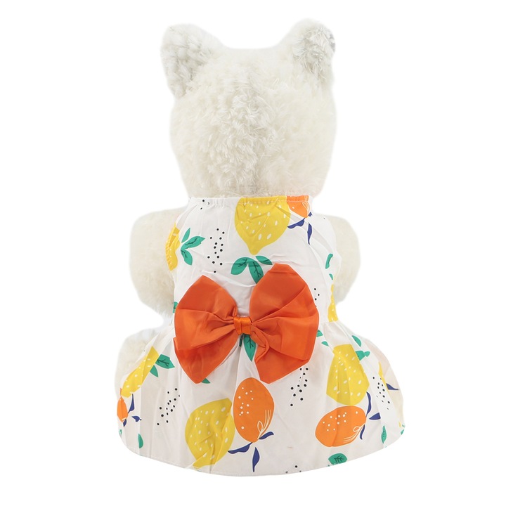 Rochita cu papion pentru caini/pisici, cu model floral elegant, portocaliu, L