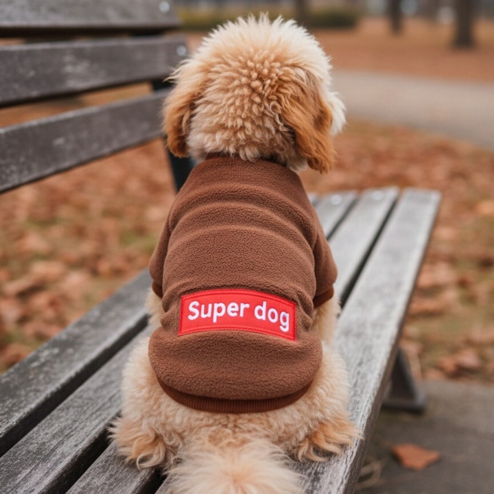 Bluza cocolino pentru caini, Super dog, MDL-02A, maro, S