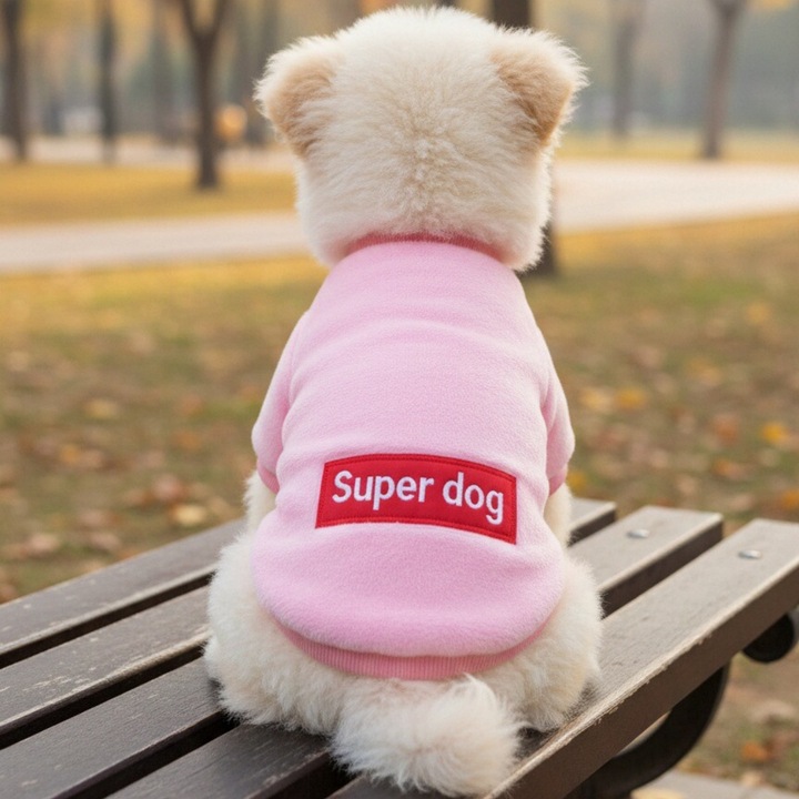 Bluza cocolino pentru caini, Super dog, MDL-02B, roz, M