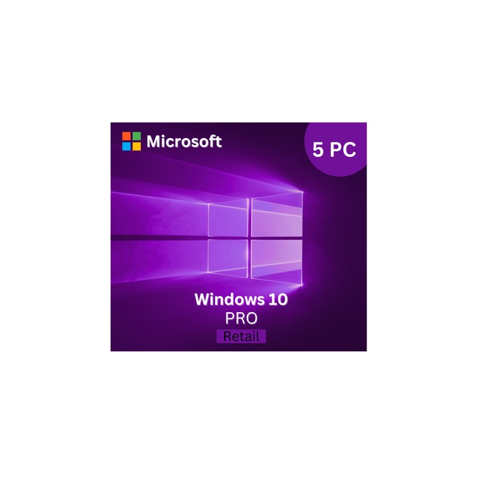 Microsoft Windows 10, Pro Retail, pentru 5 PC