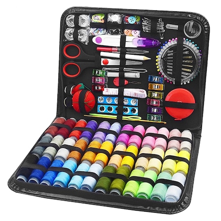 Trusa de croitorie, Aisdelu, geanta pentru transport, foarfece, fir, ace si accesorii, 229 piese, usor de transportat, simplu de utilizat, Multicolor