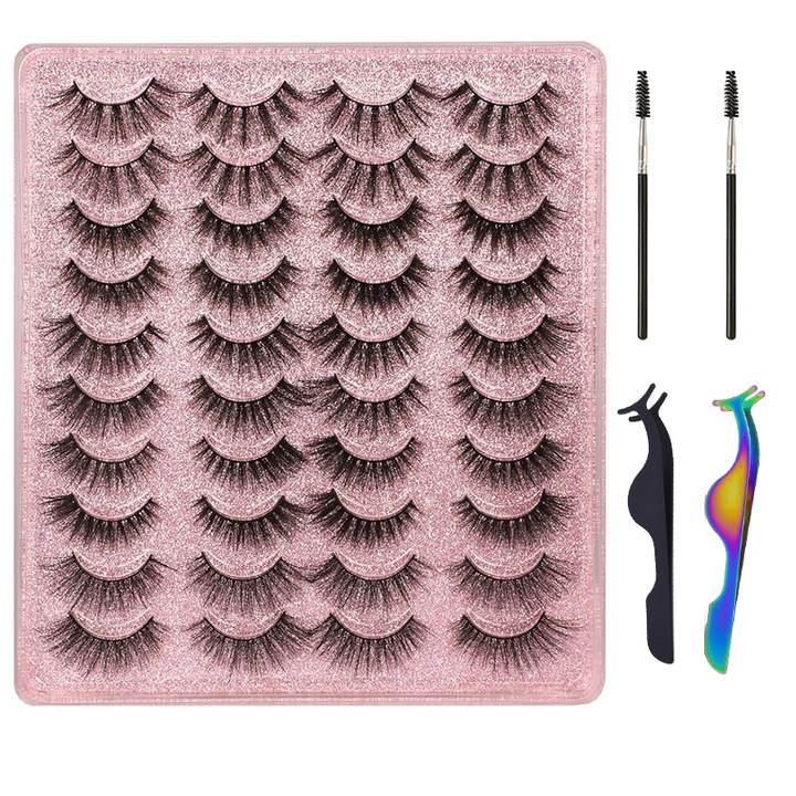 Set 20 perechi gene false, Cu 4 accesorii, Negru