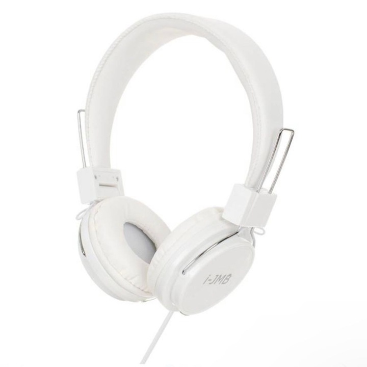 Casti Audio Pliabile Albe cu Textura din Piele Artificiala