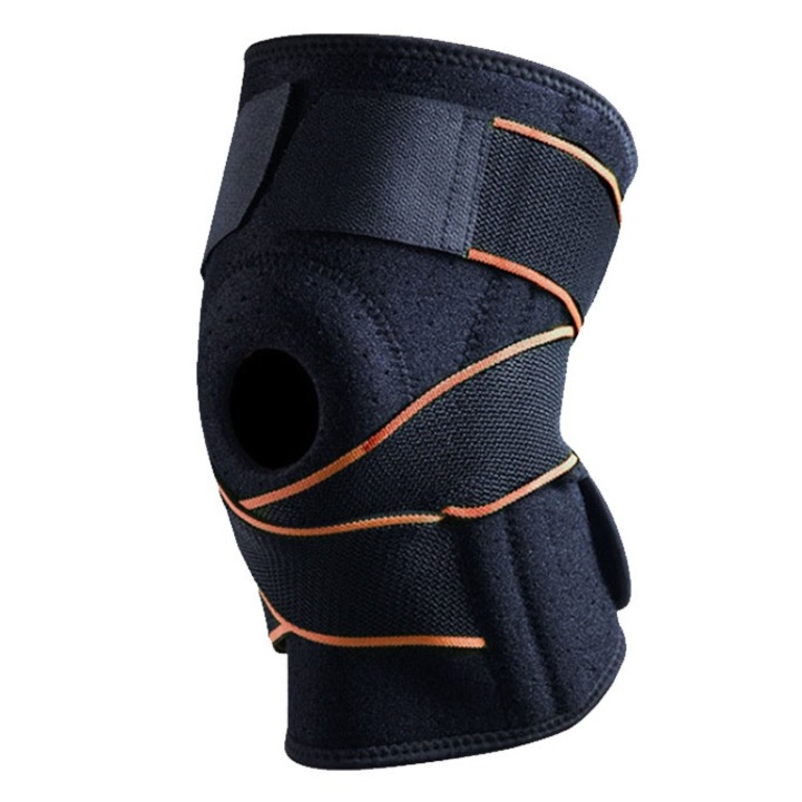 Orteza pentru genunchi, Marime unica, Negru/Portocaliu