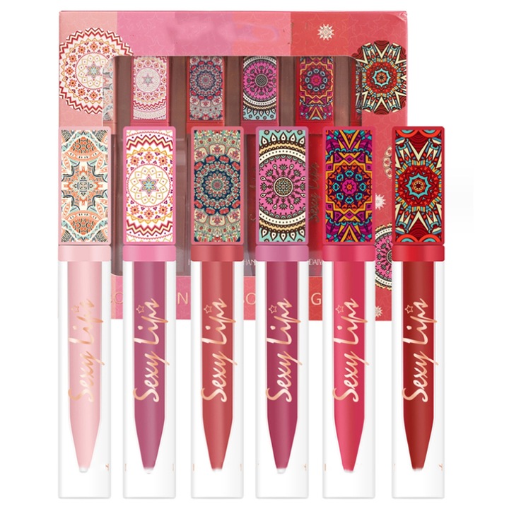 Комплект от 6 червила, матови, многоцветни