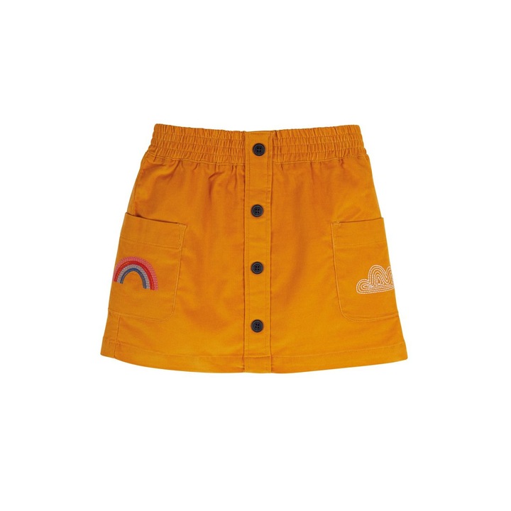 Пола Carly, с копчета и джобове, органичен памук, жълта, за момичета