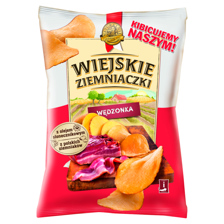 Füstölt hús ízű burgonya chips, Wiejskie Ziemniaczki, 130 g