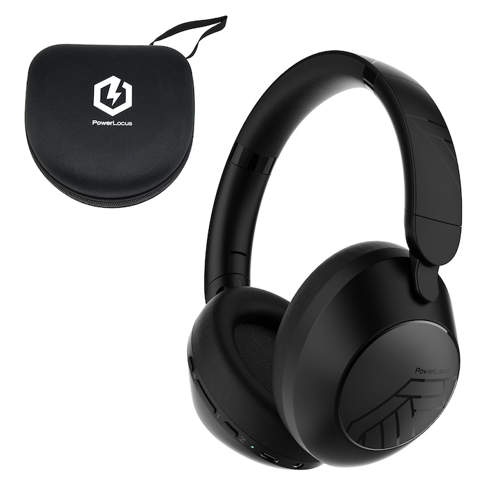 Casti Audio PowerLocus MoonFly Active Noise Cancelling Bluetooth, Negru