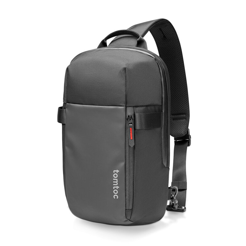Ghiozdan pentru laptop, Sling Bag, buzunare multiple, diagonala maxima 14", 9L capacitate, PET, Negru