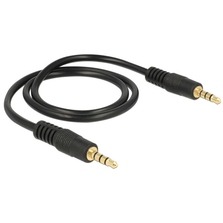 Cablu, DeLock, Mufa stereo 3.5mm tata-tata, Negru