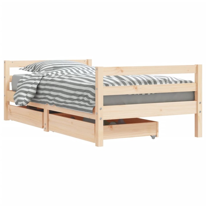 Cadru de pat copii cu sertare vidaXL, 80x160 cm, lemn masiv pin, 18 kg