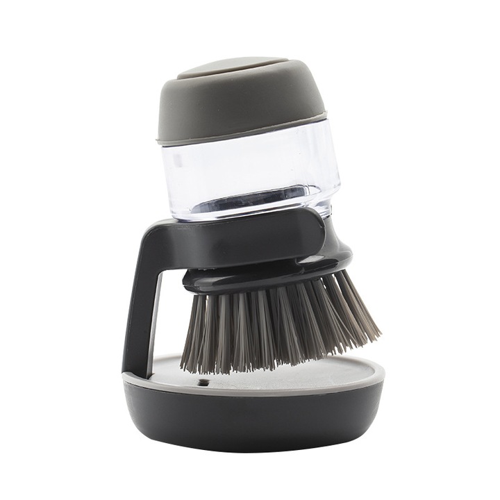 Perie de spalat vase cu adaugare automata de lichid, Cozevdnt, design cu presiune hidraulica, gri