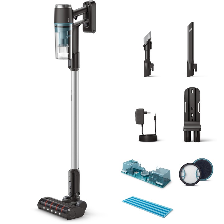 Philips XC3133/01 3000 Series Vezeték nélküli porszívó, 60perc működési idő, 25,2V, turbó üzemmód, Szürke