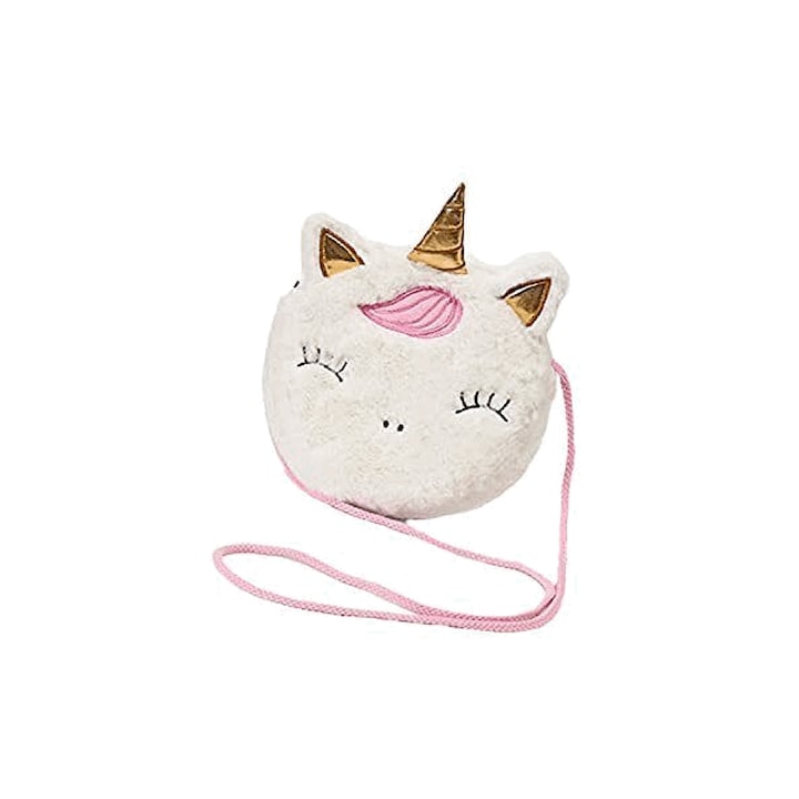 Geanta de umar cu unicorn pentru fetita, 17x17x3.5 cm, Plush, Alb