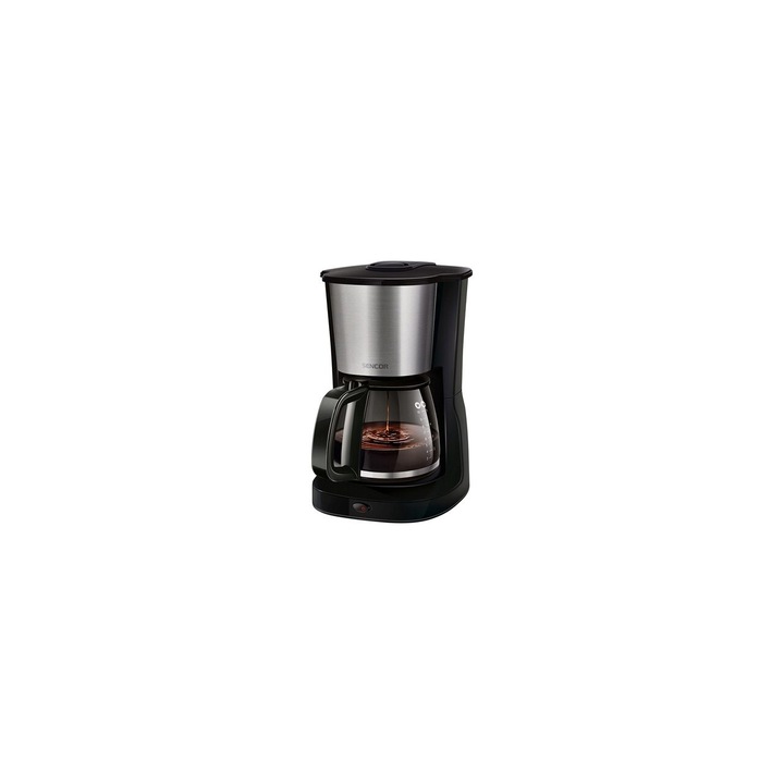 Cafetiera cu display digital, 1000W, bol din sticla, capacitate 1.25 l, Negru-Argintiu