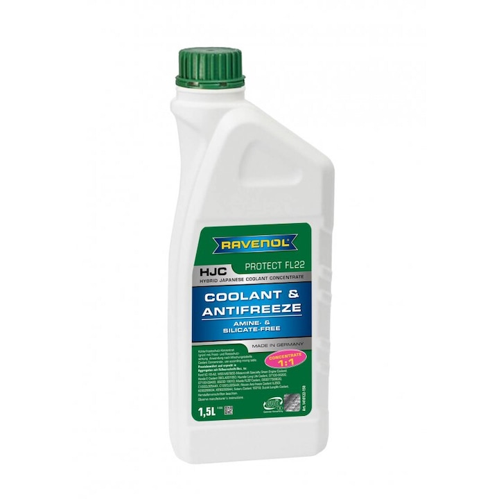Antigel Ravenol HJC Hybrid Japanese Concentrat, culoarea Verde, Protect FL22, 1.5L