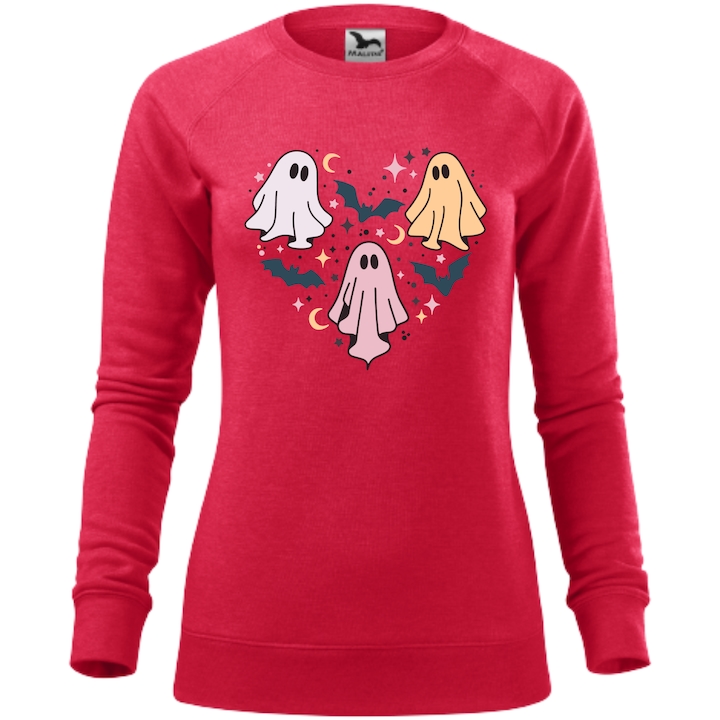 Bluza amuzanta, Personalizata Halloween - Triangle of Love, Dama, Rosu Melanj, Marime S