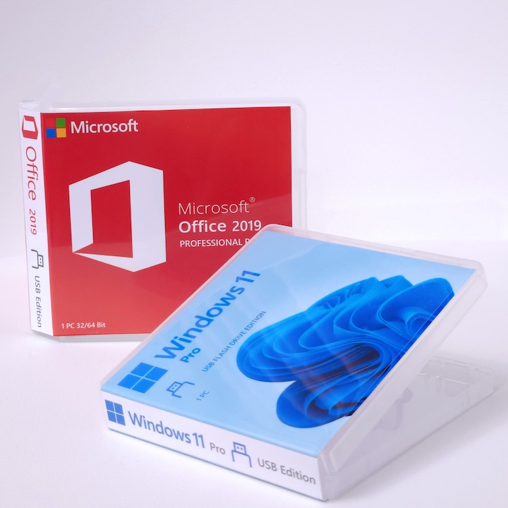 Pachet licente Microsoft Windows 11 Professional + Office 2019 Professional Pro Plus - USB Edition - 32 si 64 BIT
