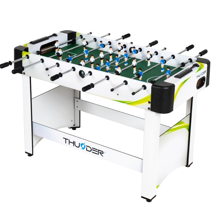 Masa Foosball, Thunder, 4Ft Frost, 122x61.5x80.5 cm, Contoare de goluri manuale, Alb