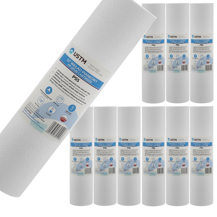 Комплект от 10 филтърни вложки, USTM, 10', PS5, бяло