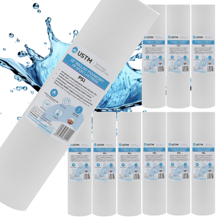 Set 10 cartuse de spuma pentru filtru, USTM, 10'', Alb