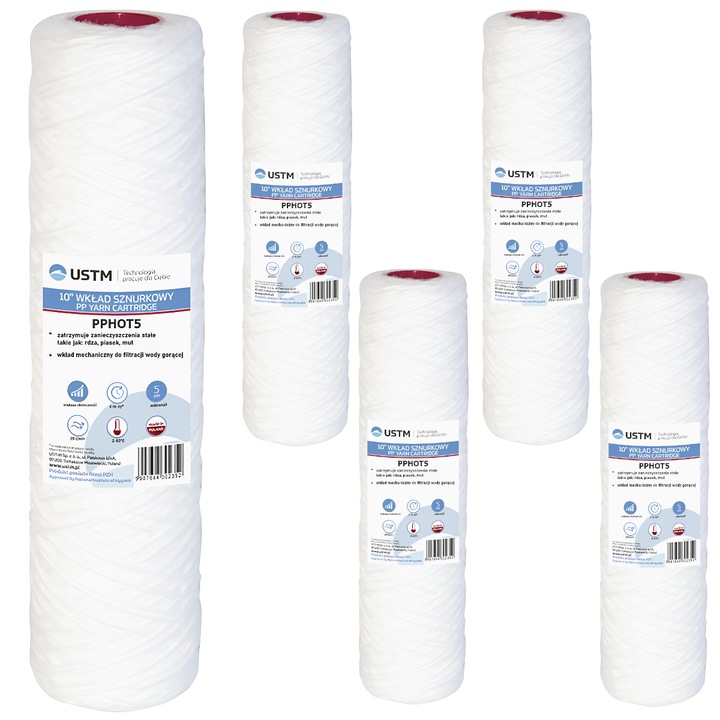 5x filtru de apa calda, insertie de snur, pana la 80°C