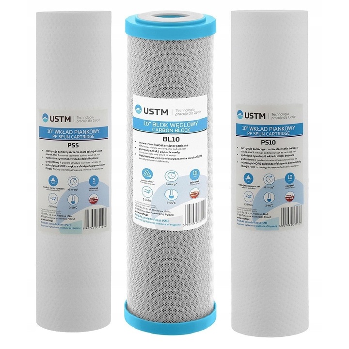 Set filtru de apa USTM, 5 etape, alcalinizare, ionizare, 10 inch