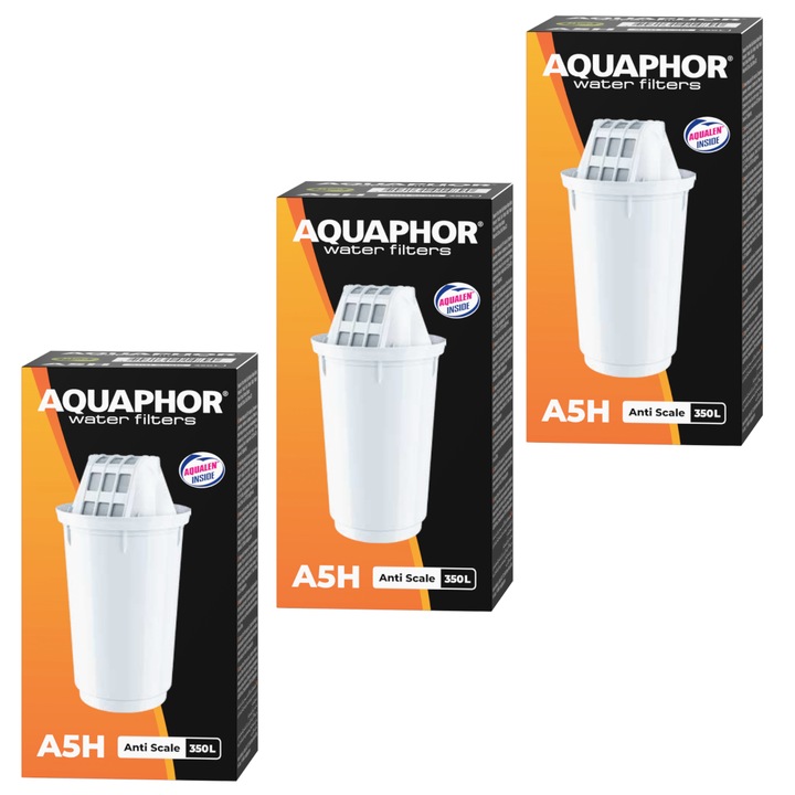 Set 3 cartuse filtrante, AQUAPHOR, A5H, Alb