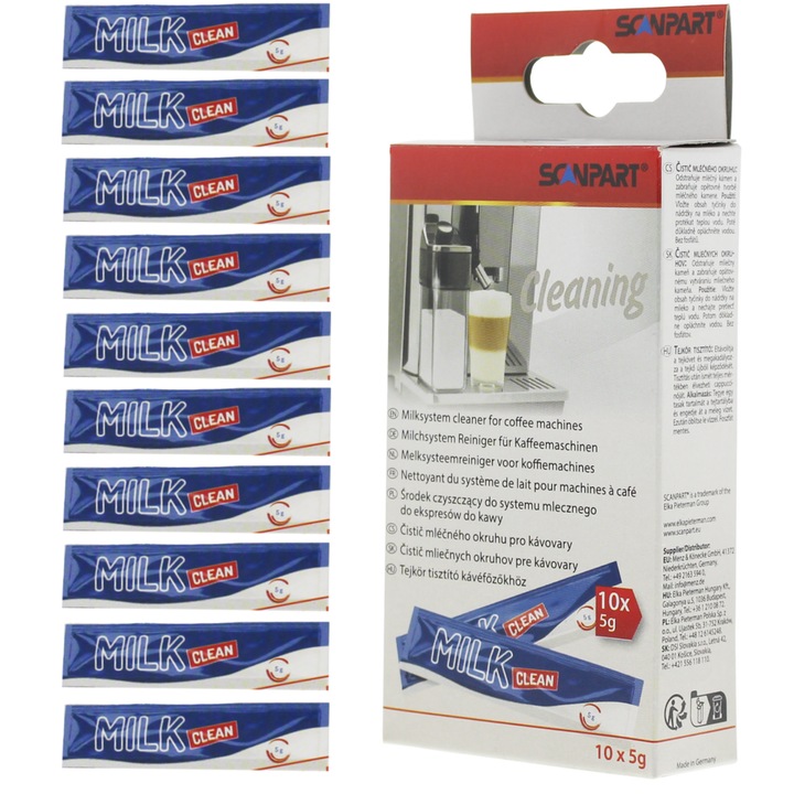 Set curatare circuit lapte pentru aparat cafea, Scanpart, 10 pliculete