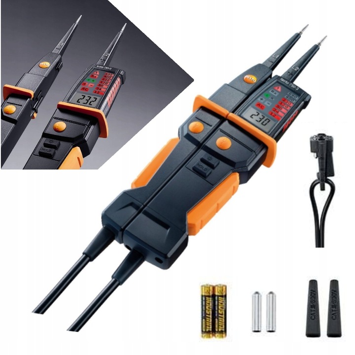Tester tensiune electrica, Testo, Ecran LCD, IP64, 2XAAA, Negru/Portocaliu