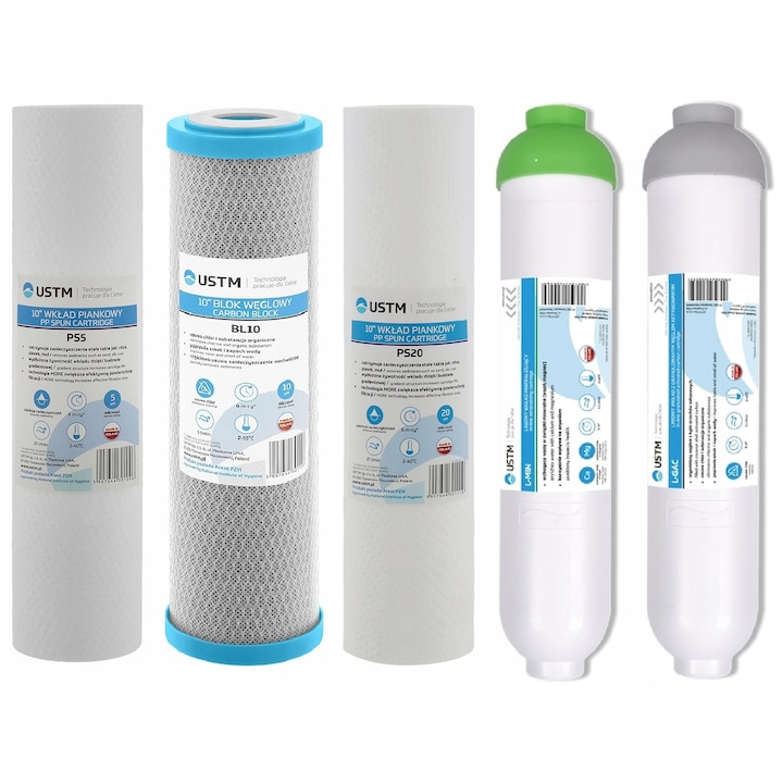 Un set de filtre cu cartus cu osmoza inversa RO6 USTM