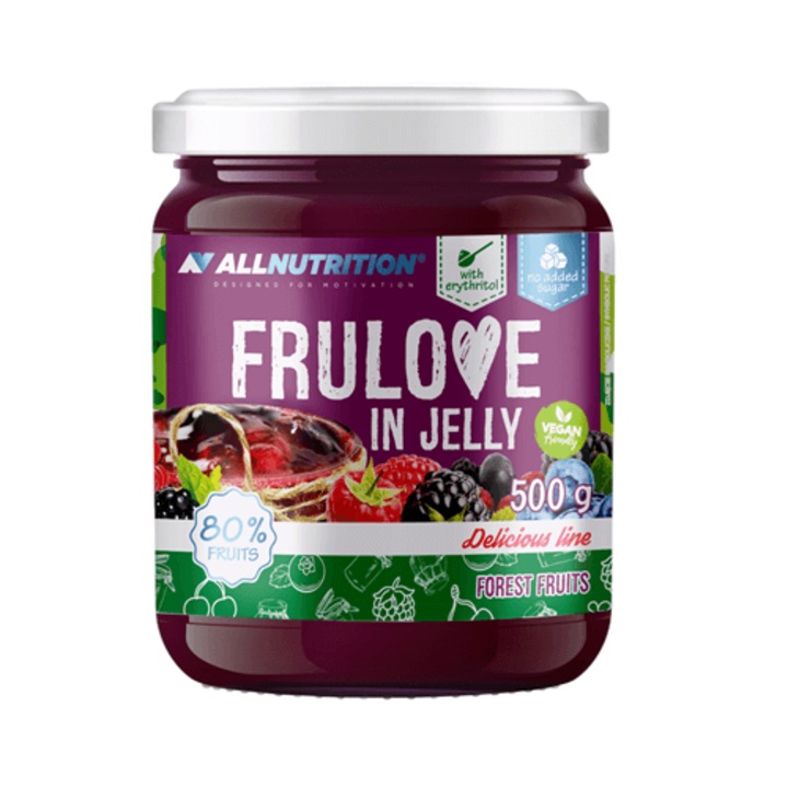 Gem de fructe de padure, ALLNUTRITION FRULOVE In Jelly Forest Fruit, 500g, fara zahar, 80% fructe, fructe un gel