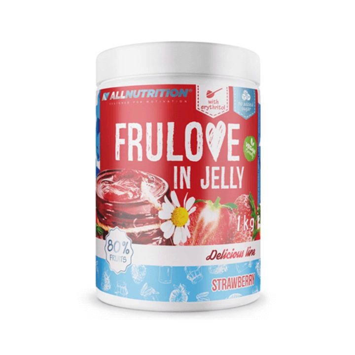 Gem de capsuni, ALLNUTRITION FRULOVE In Jelly Strawberry, 1000g, fara zahar, 80% fructe, ingrediente naturale, gem de fructe