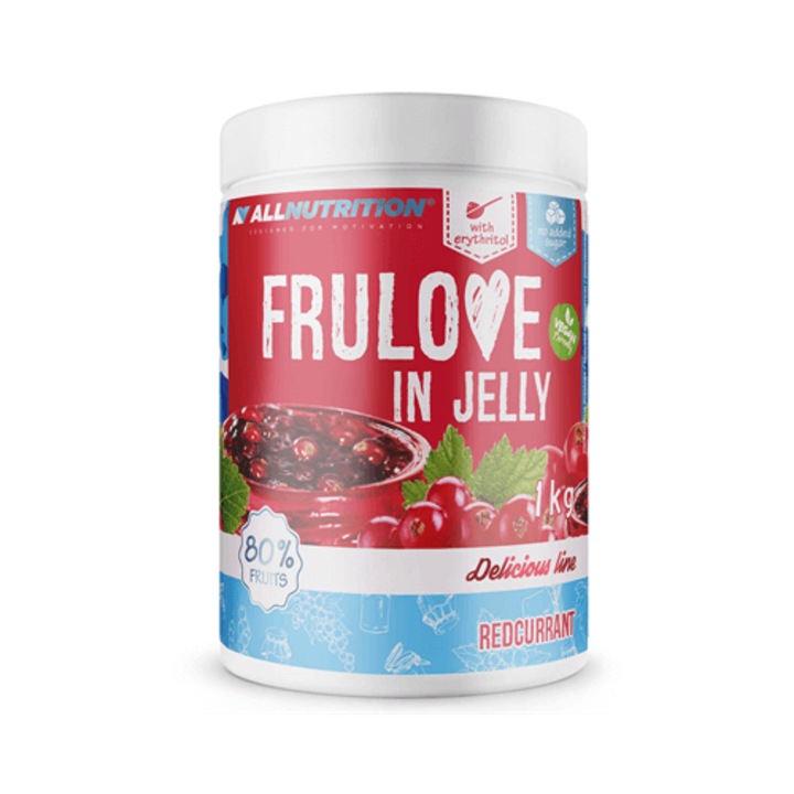 Gem de coacaze rosii, ALLNUTRITION FRULOVE In Jelly Redcurrant, 1000g, fara zahar, 80% fructe, ingrediente naturale, gem de fructe
