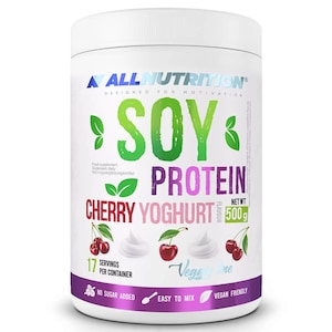 Proteine vegana, izolat proteic din soia, ALLNUTRTION SOY PROTEIN, aroma iaurt de visine, 500g, pudra proteica, fara zahar, proteine vegetale