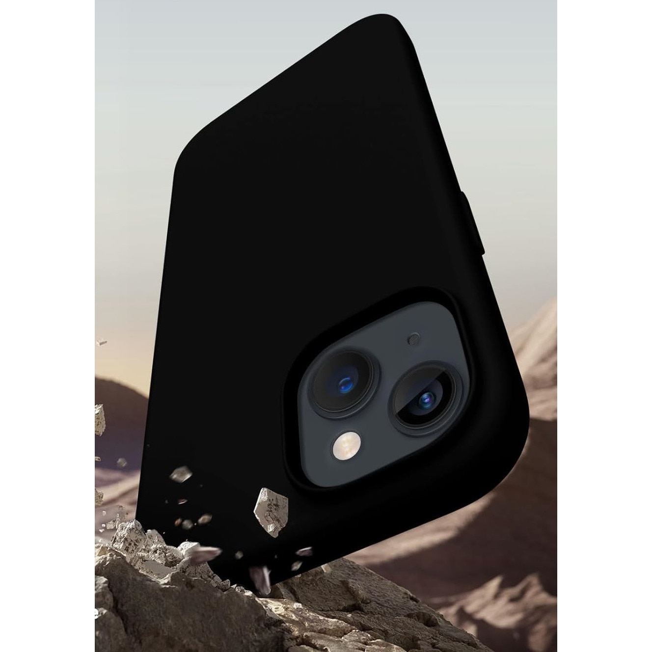 Pachet promo: Husa protectie compatibila cu iPhone 15, slim, silicon Negru cu interior din microfibra, protectie camera, protectie ecran, ISAG + Folie protectie din sticla, compatibila cu iPhone 15, cu lipici pe tot ecranul Full Glue, Case Friendly, ISAG®