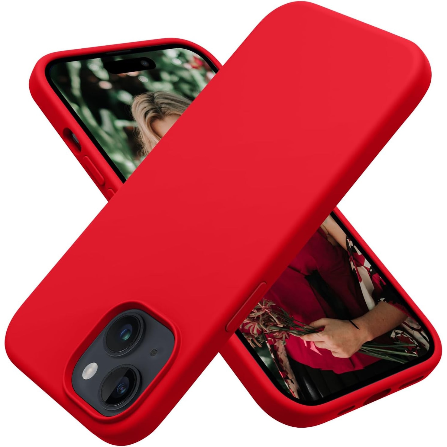 Husa protectie compatibila cu iPhone 15, slim, silicon Rosu cu interior din microfibra, protectie camera, protectie ecran, ISAG