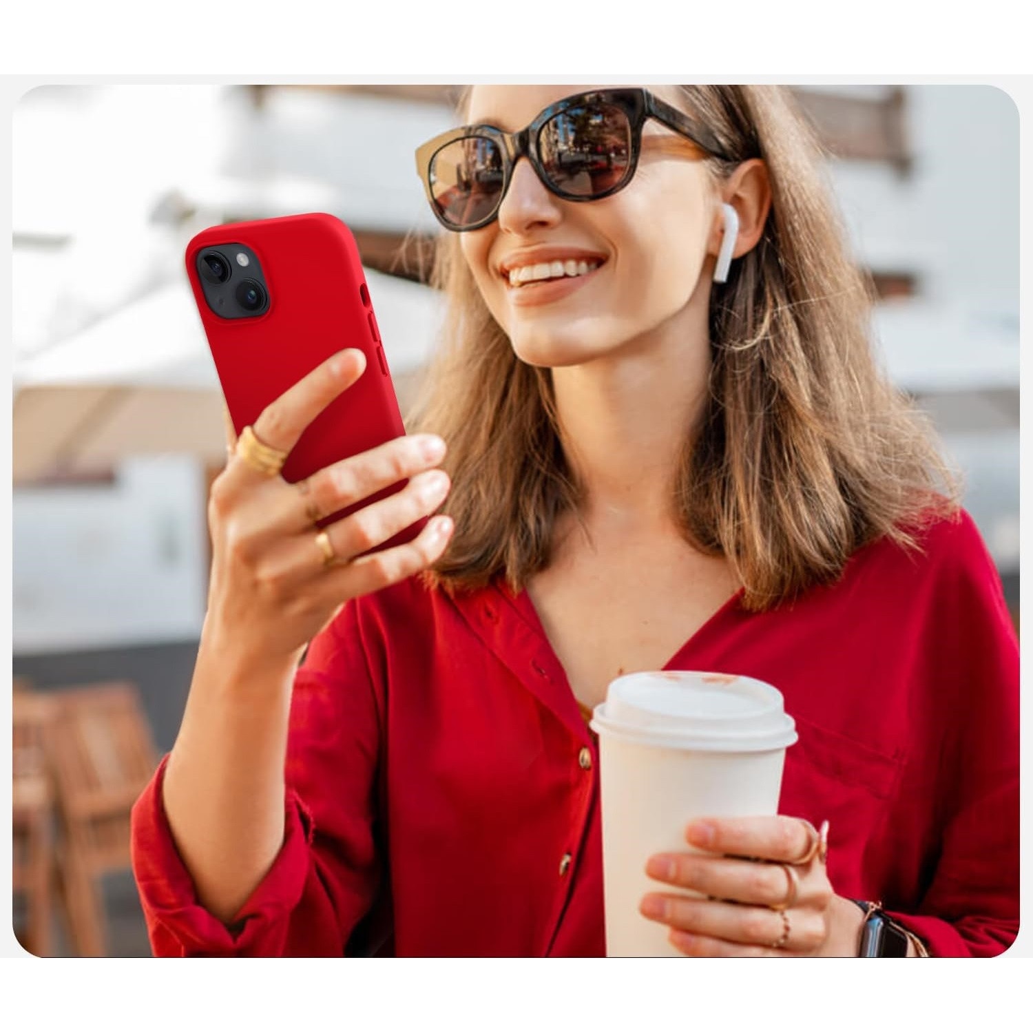 Husa protectie compatibila cu iPhone 15, slim, silicon Rosu cu interior din microfibra, protectie camera, protectie ecran, ISAG