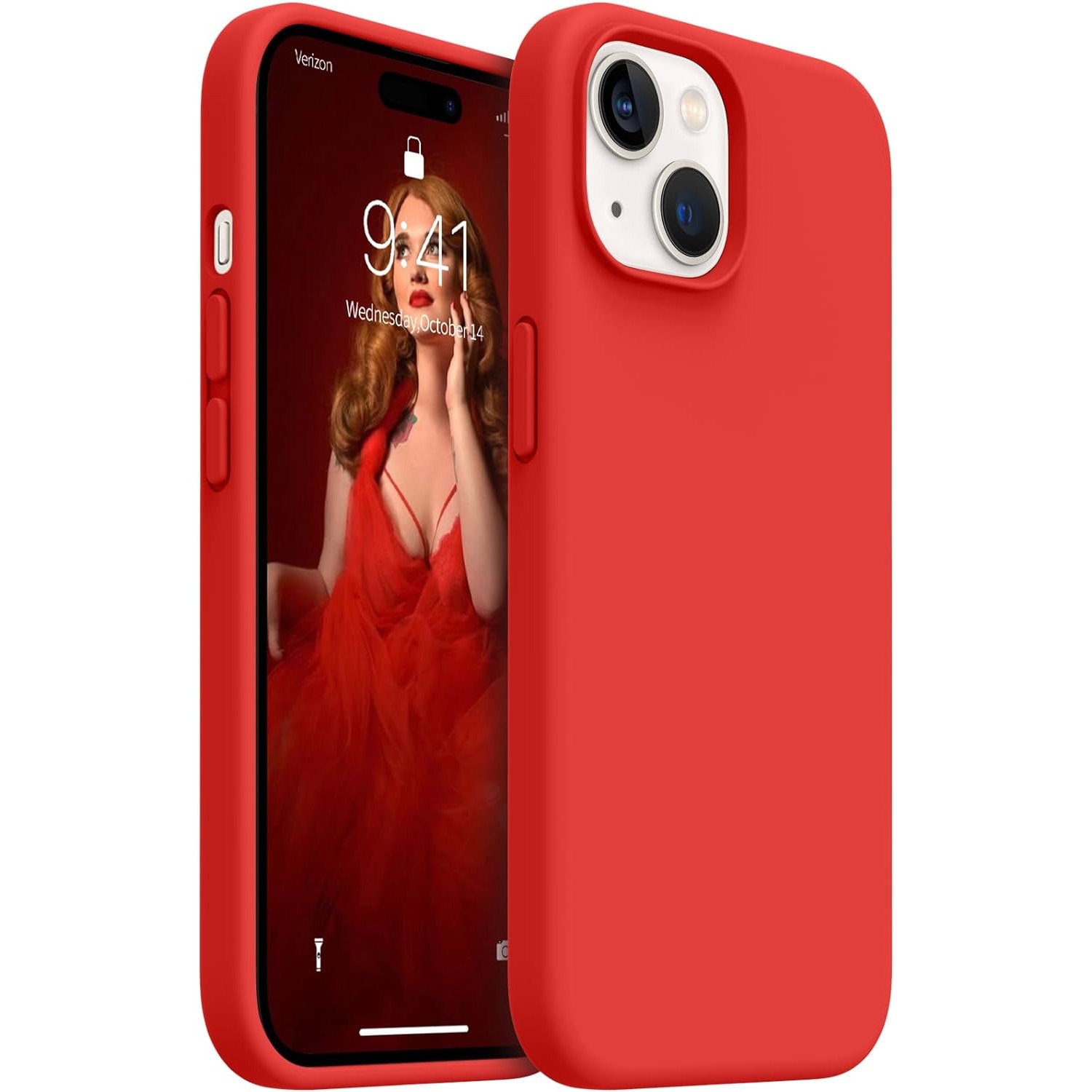 Husa protectie compatibila cu iPhone 15, slim, silicon Rosu cu interior din microfibra, protectie camera, protectie ecran, ISAG