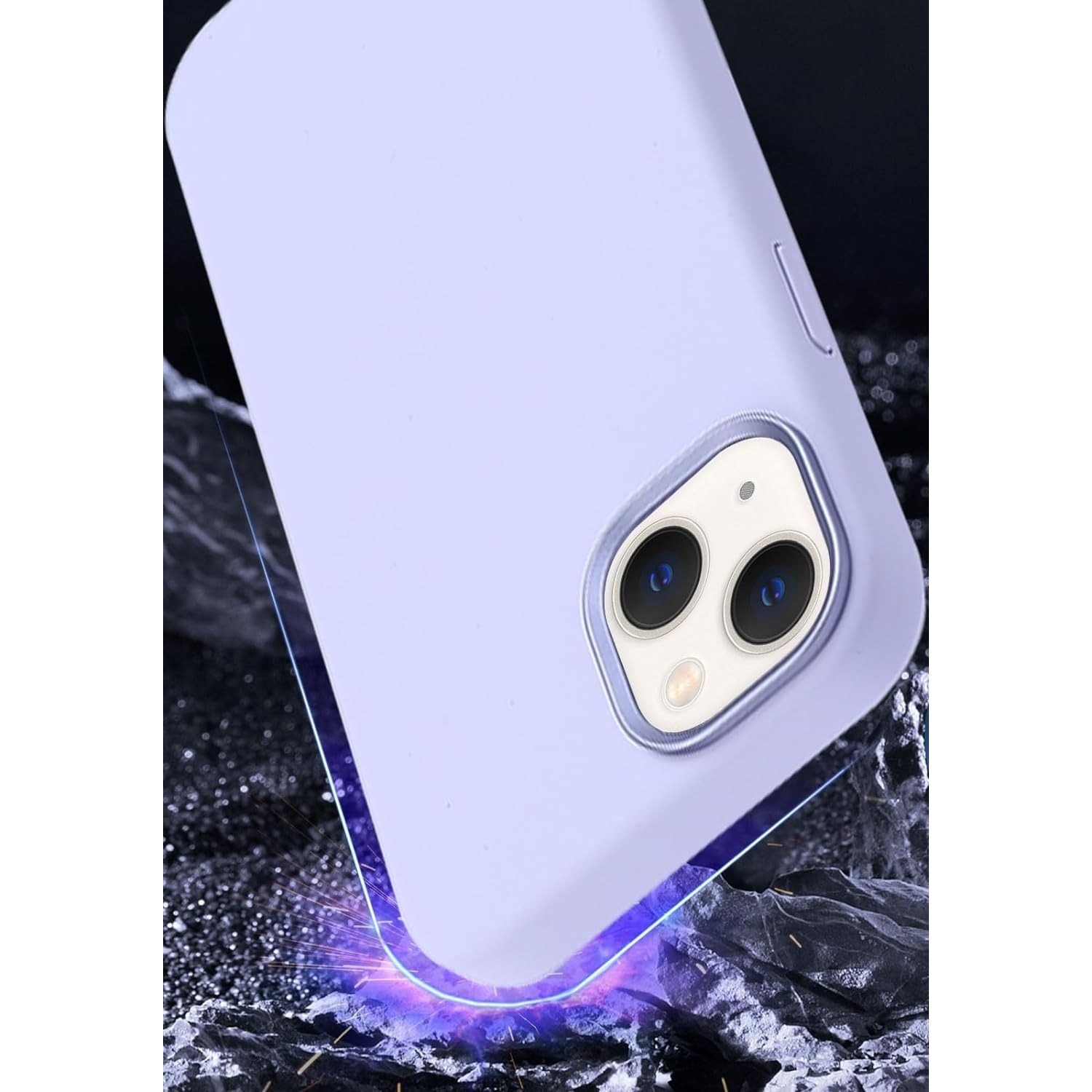 Husa protectie compatibila cu iPhone 15, slim, silicon Mov cu interior din microfibra, protectie camera, protectie ecran, ISAG